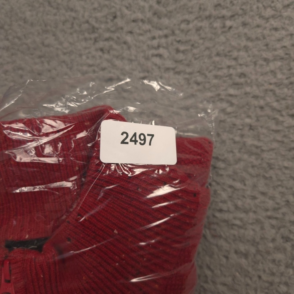 Jos A Bank Men XL Red Lambswool Quarter Zip Sweater Pullover Speckled Knit - Picture 9 of 9